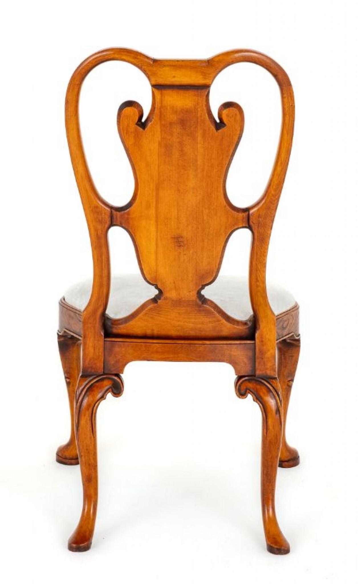 Early 20th Century Set Queen Anne Dining Chairs Walnut Furniture For Sale