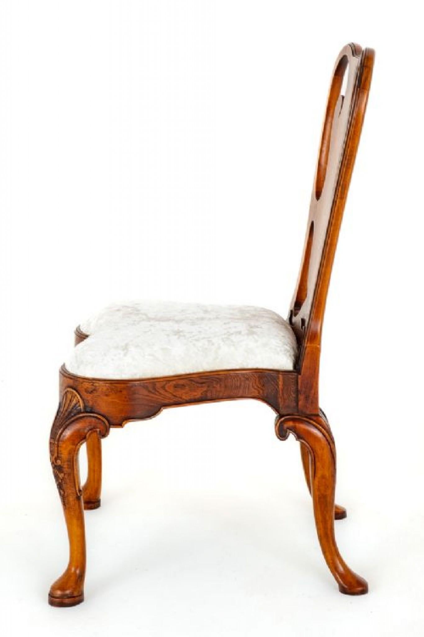 Set Queen Anne Dining Chairs Walnut Furniture For Sale 2