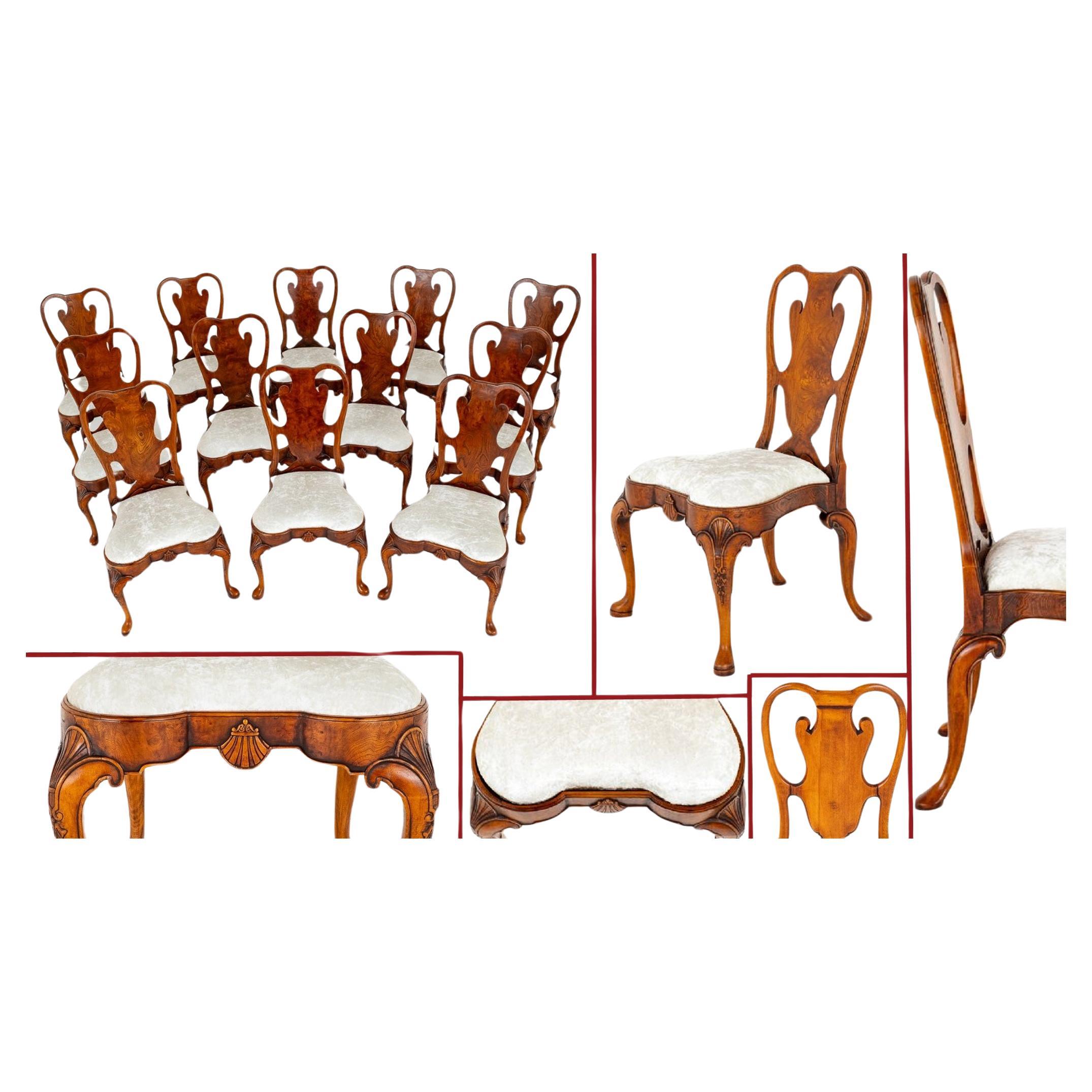 Set Queen Anne Dining Chairs Walnut Furniture For Sale