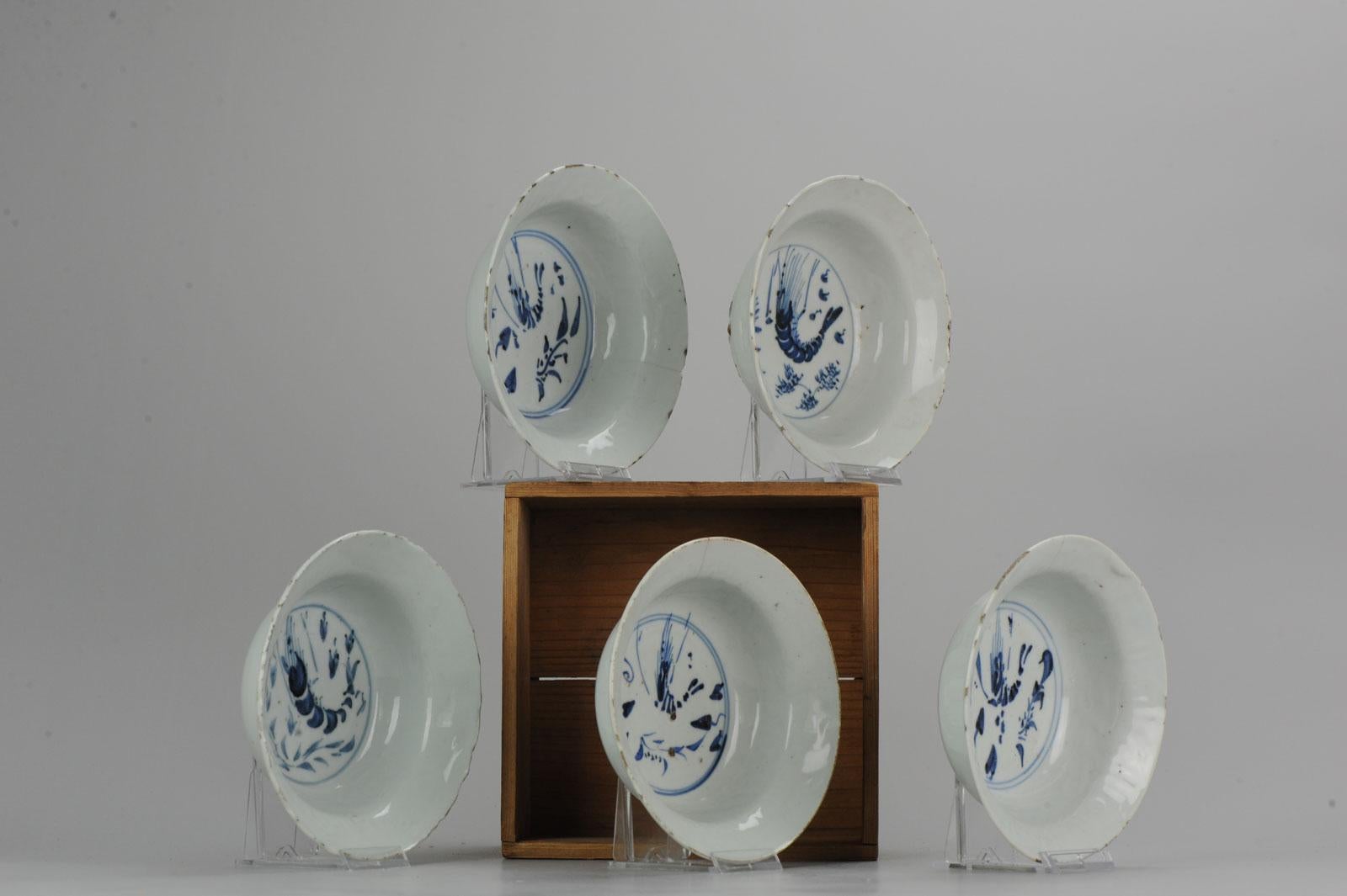 Set of Rare Antique Chinese Porcelain Ming/Transitional Klapmuts SHRIMp 7