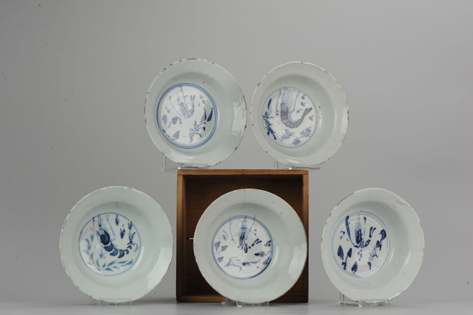 Set of Rare Antique Chinese Porcelain Ming/Transitional Klapmuts SHRIMp 8