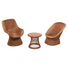 Set Rattan Chairs and Matching Table Rohe Noordwolde, 1960s