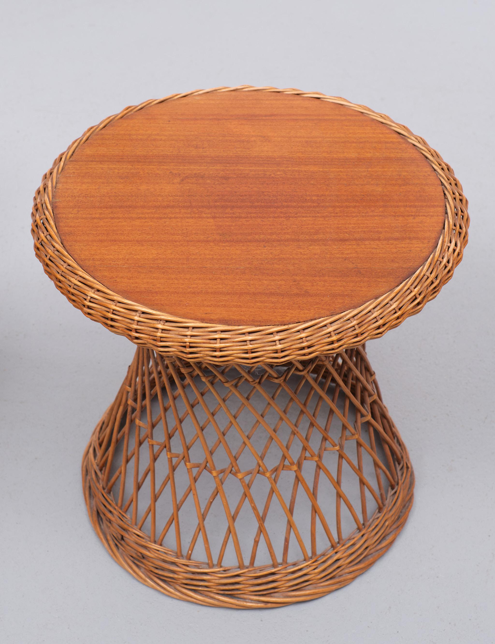 Mid-20th Century Set Rattan Chairs and Matching Table Rohe Noordwolde, 1960s  For Sale