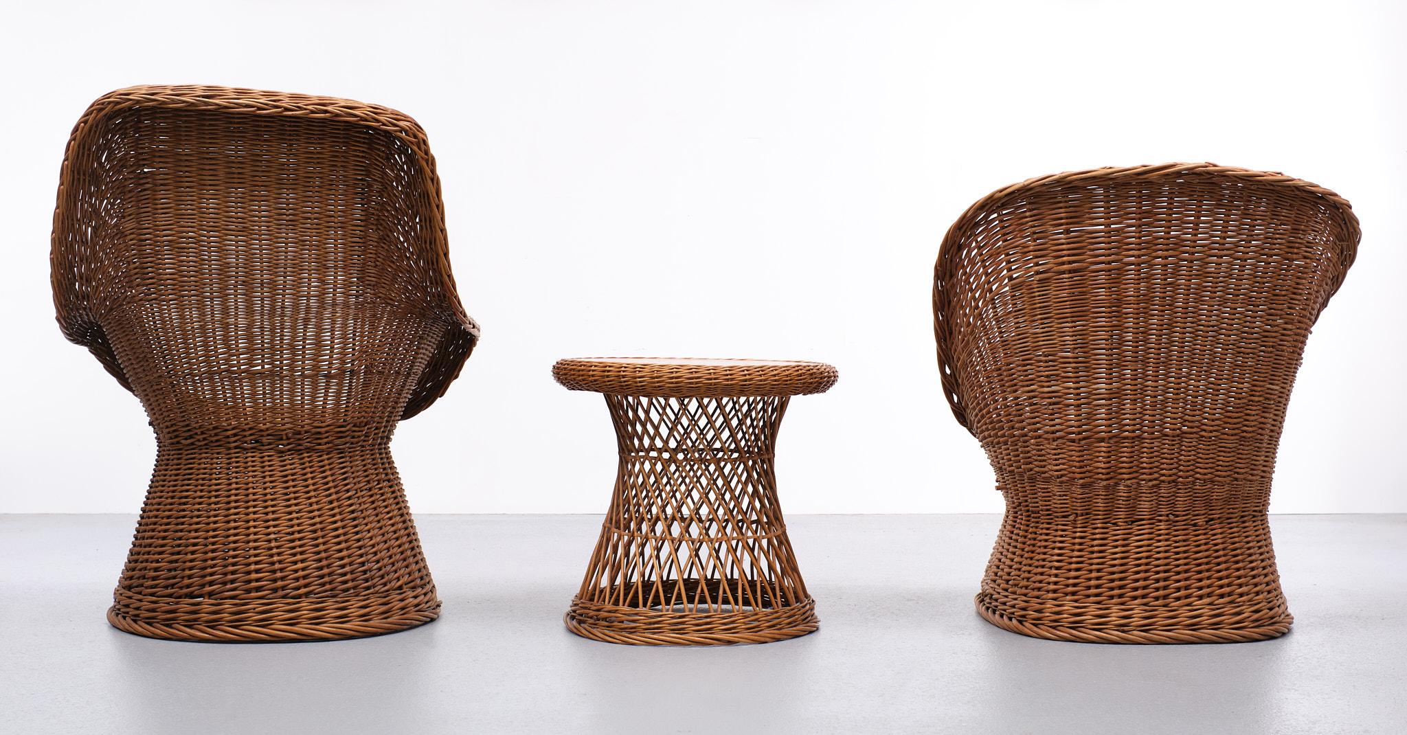 Set Rattan Chairs and Matching Table Rohe Noordwolde, 1960s  For Sale 1