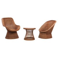 Set Rattan Chairs and Matching Table Rohe Noordwolde, 1960s
