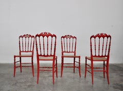 Set di sedie Chiavarine rosse, Italia 1959.