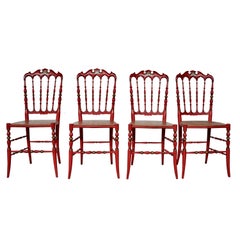 Set red Chiavarine chairs, Italy 1959.