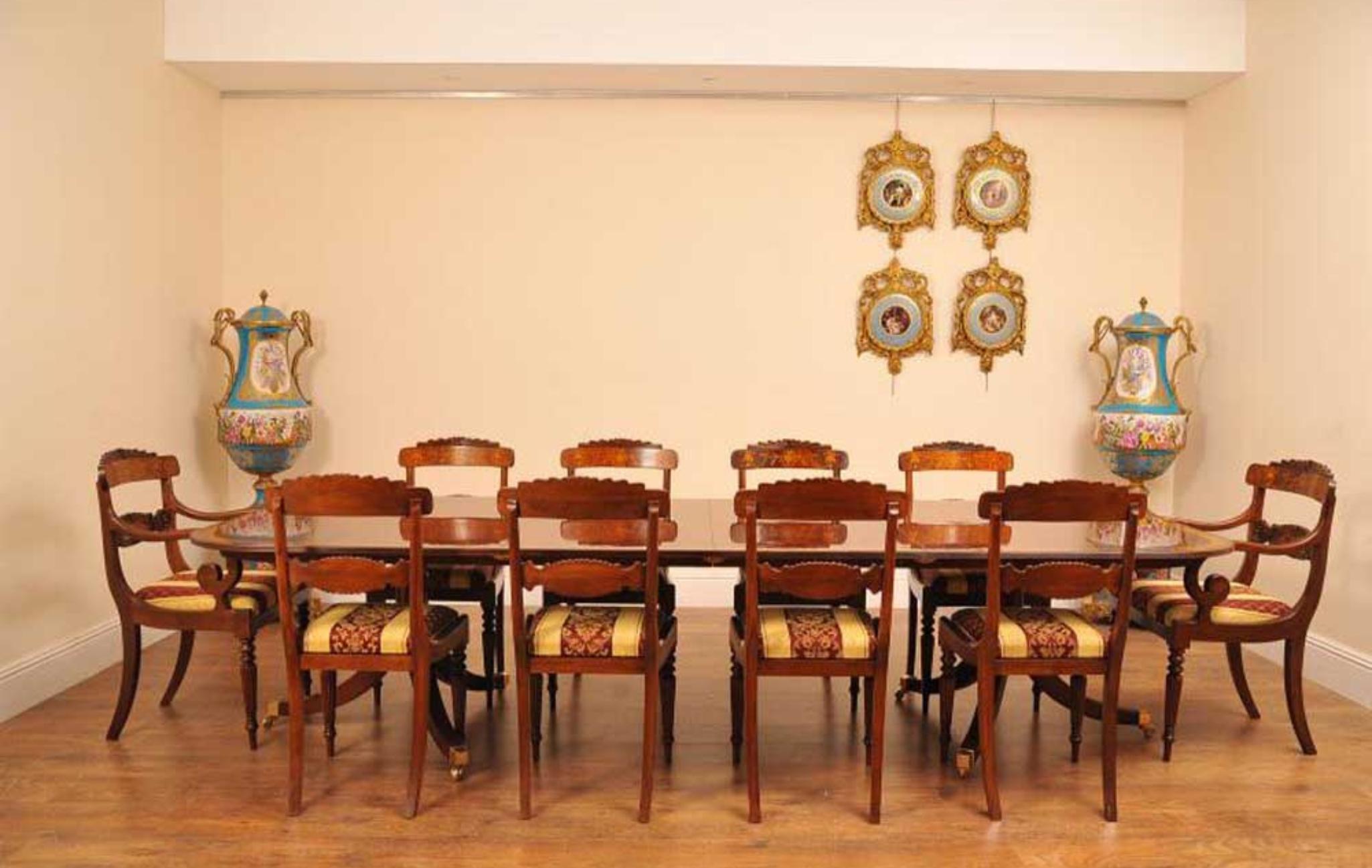Set Regency-Esszimmerstühle - 10 Stühle mit Intarsien aus Nussbaumholz, englisch im Angebot 5