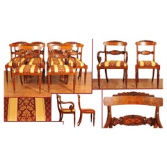 Retro Set Regency Dining Chairs - 10 Walnut Inlay Chair English