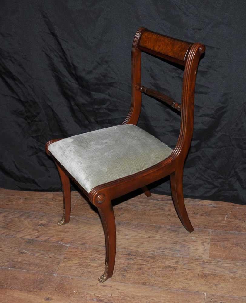 - Absolutely stunning set of 6 Regency style rope back dining chairs
- Hand crafted from mahogany and walnut, this set really is the ultimate in high end dining - Set consists of 2 arm chairs and 4 side chairs
- Just reupholstered so free from