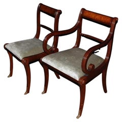Set Regency Dining Chairs, 6 English Rope Back