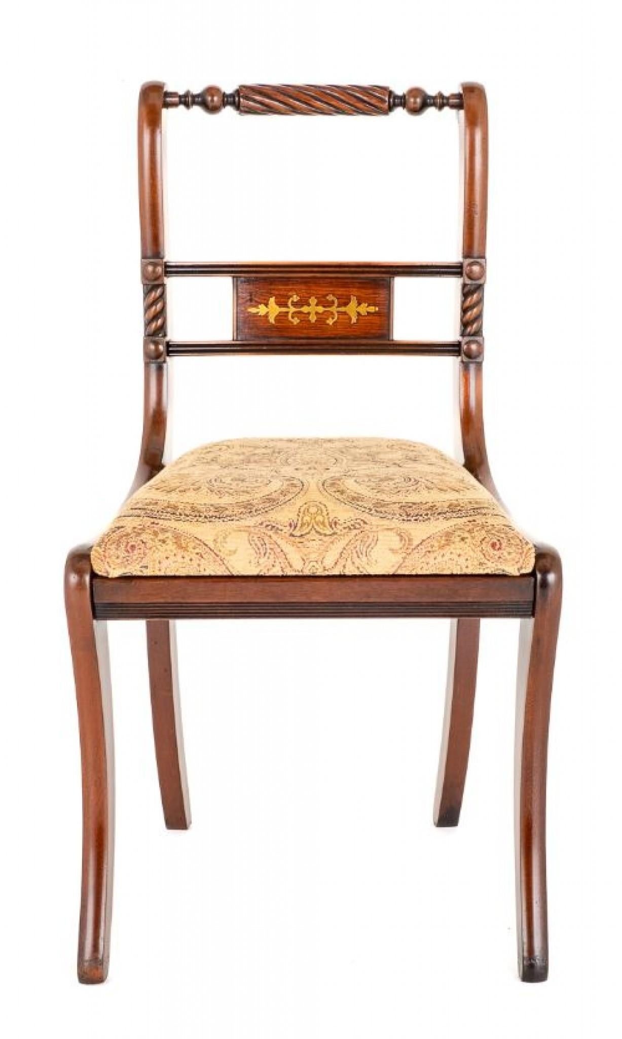 Set Regency Dining Chairs Mahogany Brass Inlay In Good Condition For Sale In Potters Bar, GB