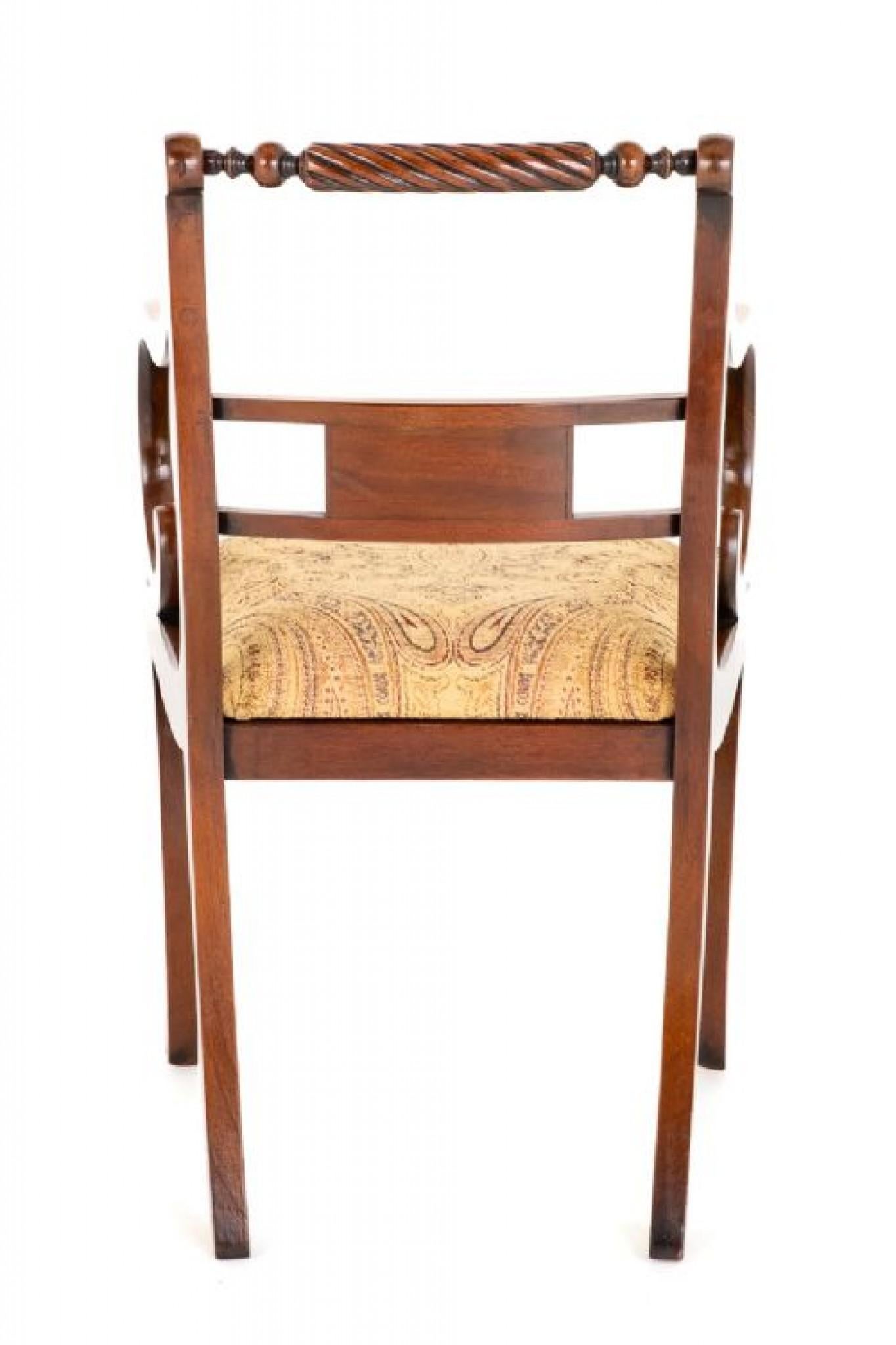 Set Regency Dining Chairs Mahogany Brass Inlay For Sale 2
