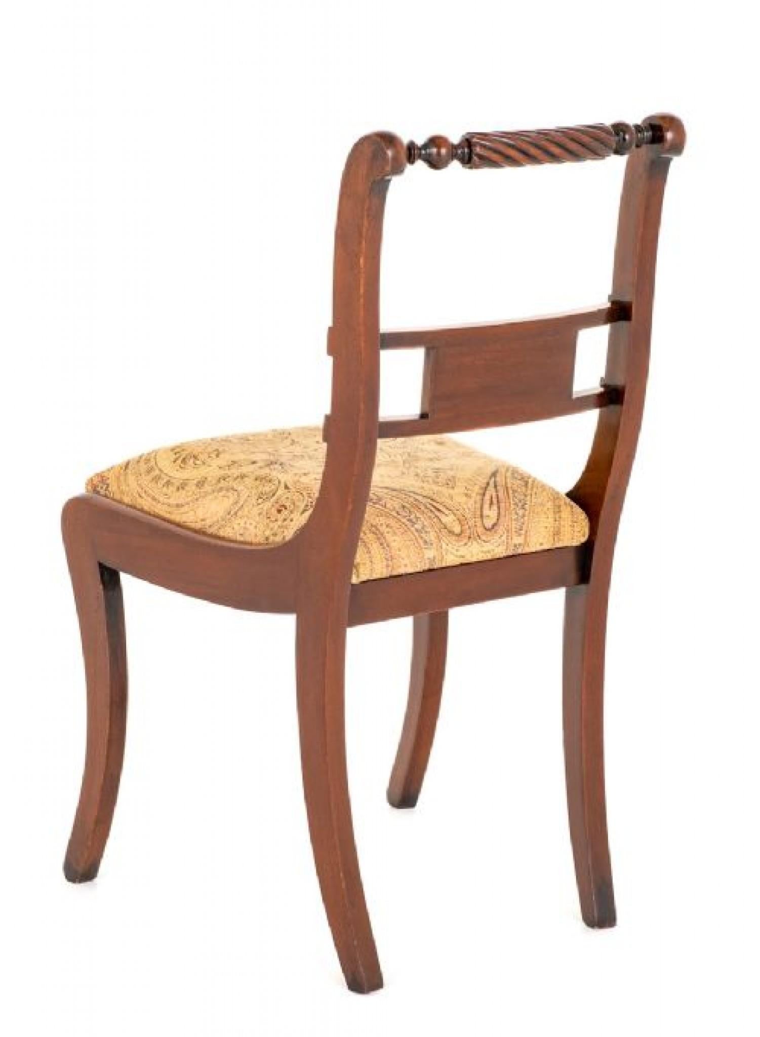 Set Regency Dining Chairs Mahogany Brass Inlay For Sale 3