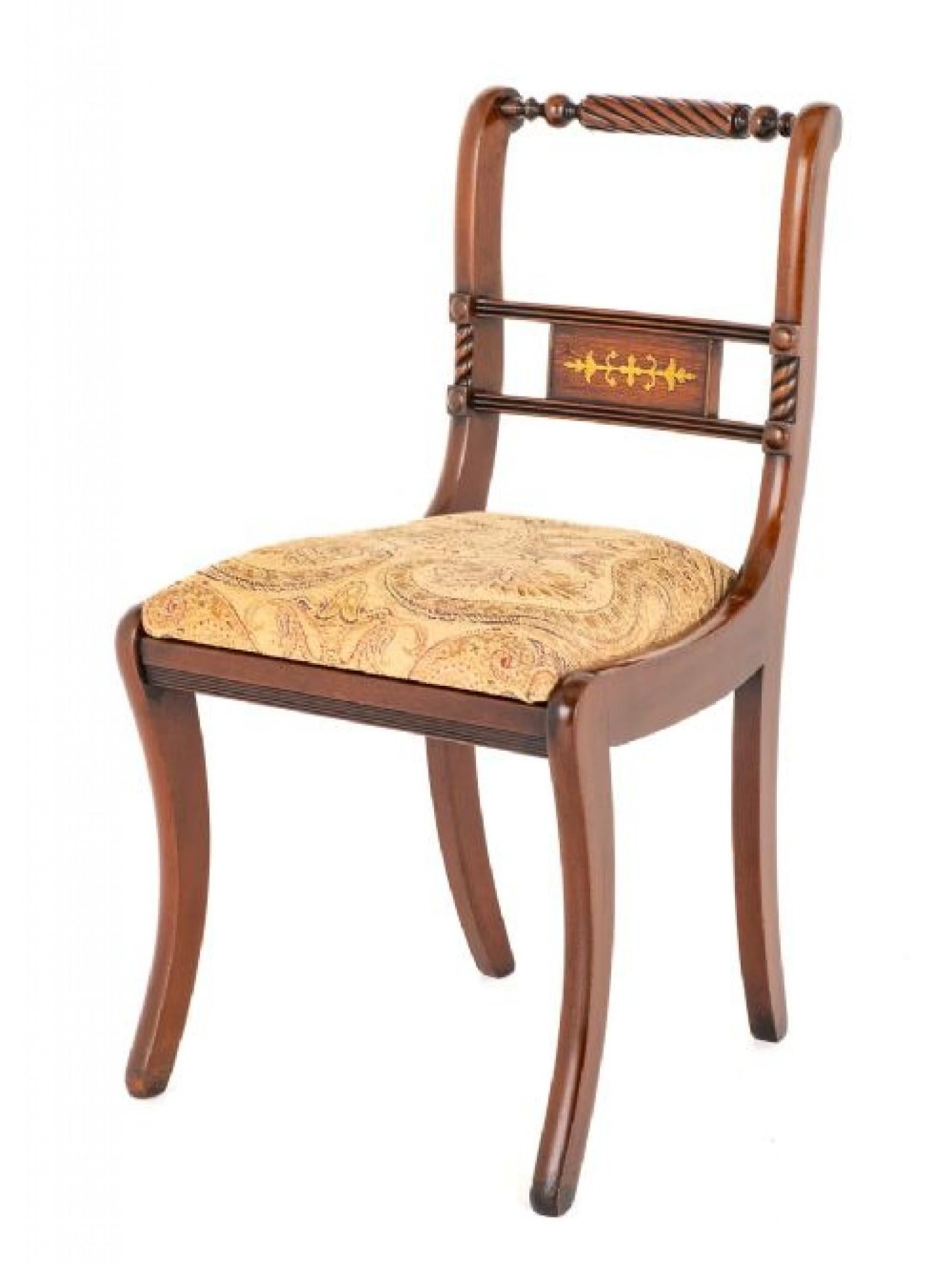 Set Regency Dining Chairs Mahogany Brass Inlay For Sale 4