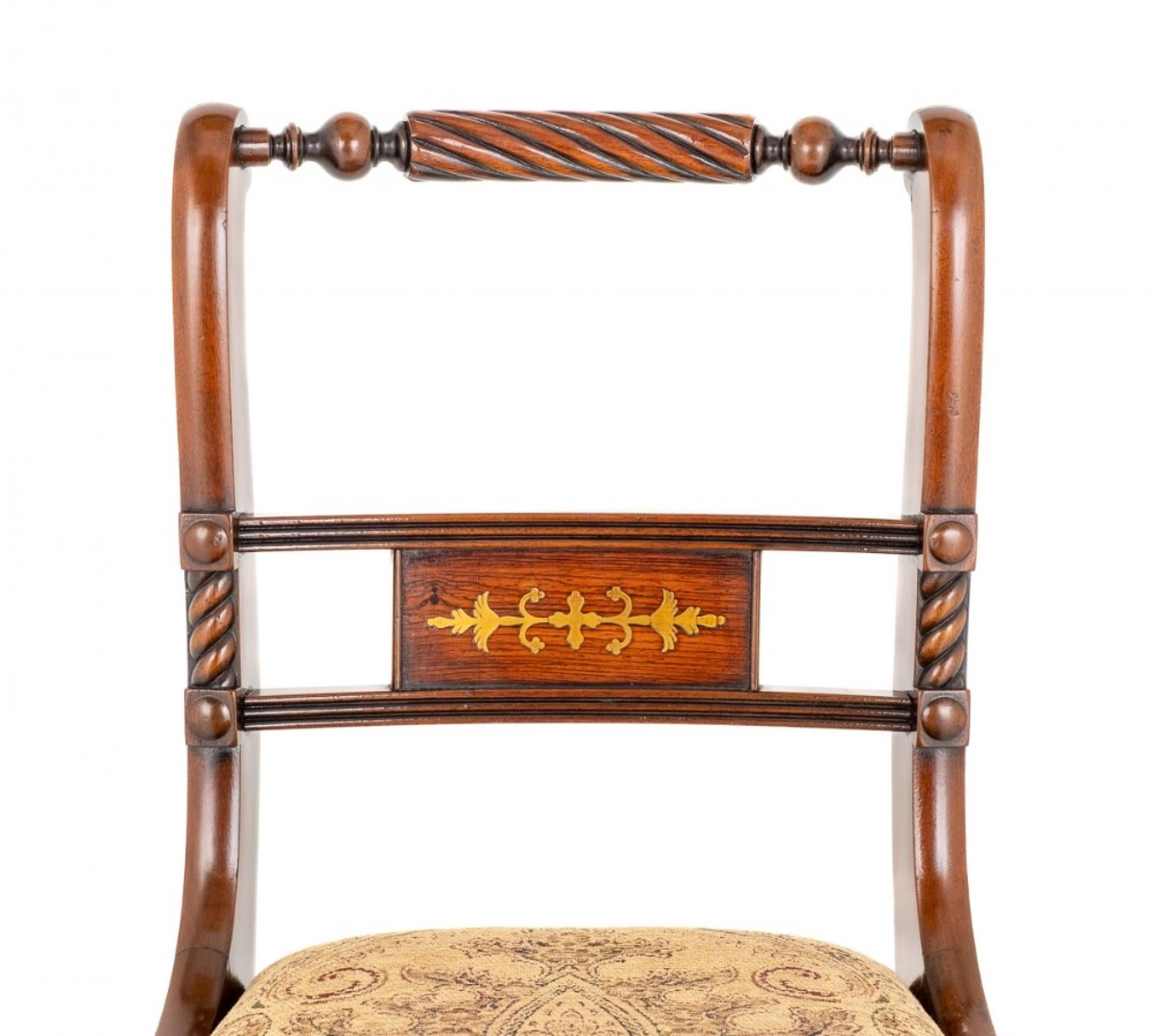 Set Regency Dining Chairs Mahogany Brass Inlay For Sale 5