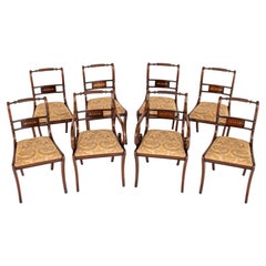 Antique Set Regency Dining Chairs Mahogany Brass Inlay