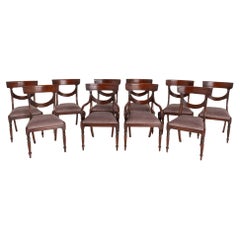 Set Regency Dining Chairs Mahogany Revival Swag Back