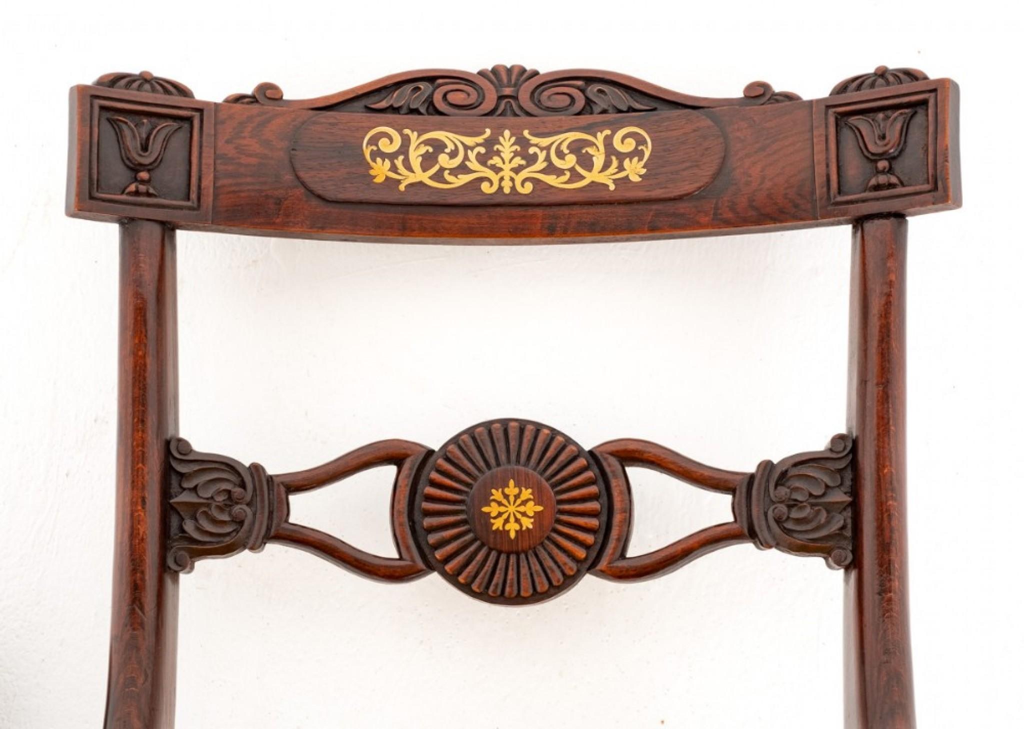 Set di sedie da pranzo Regency Periodo intarsiato in ottone antico in vendita 2