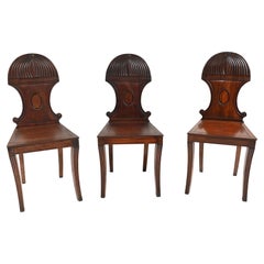 Set Regency Hall Chairs Mahogany Antique 1810 Sabre Leg