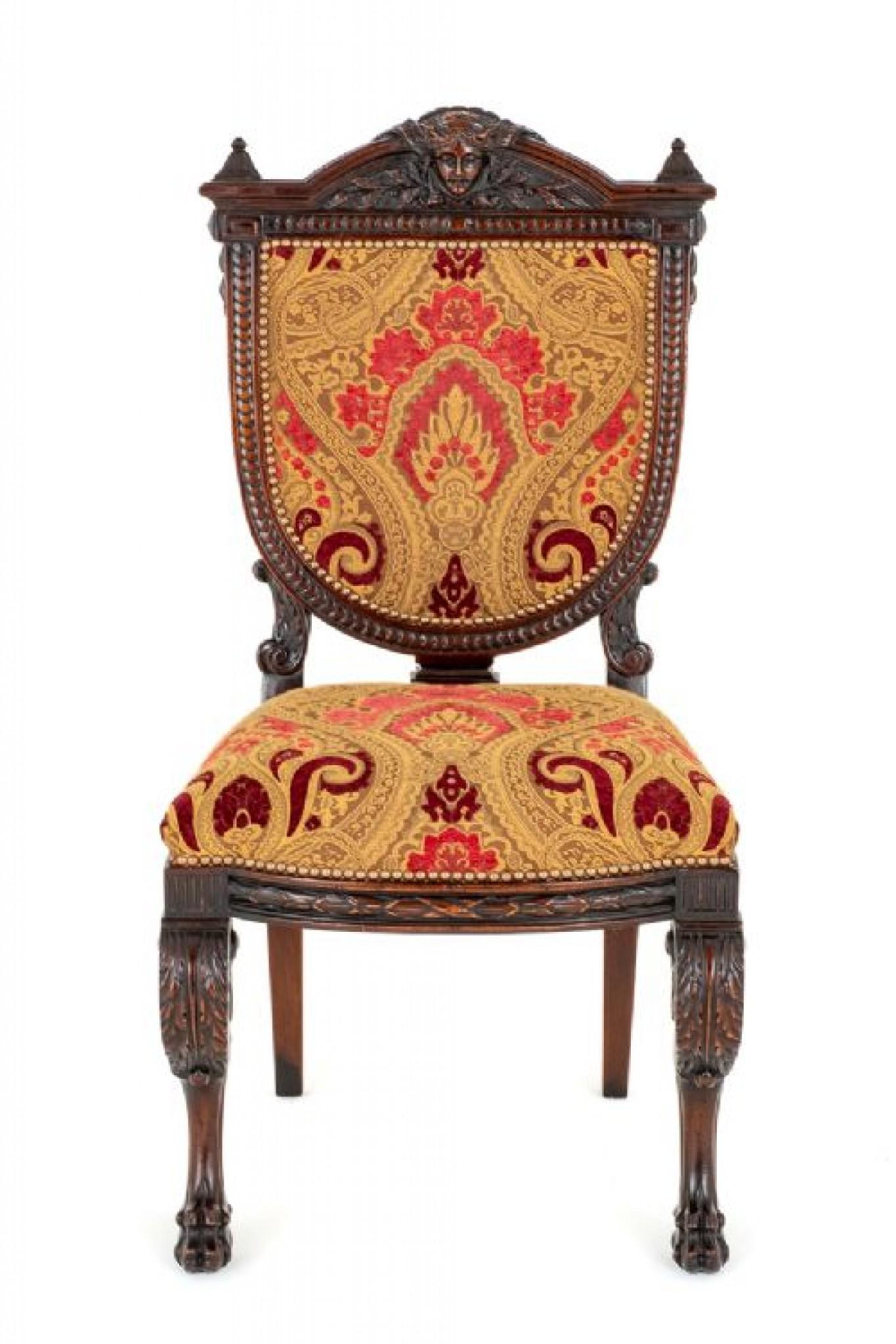 Set Renaissance Dining Chairs 16 Carved Diners For Sale 7