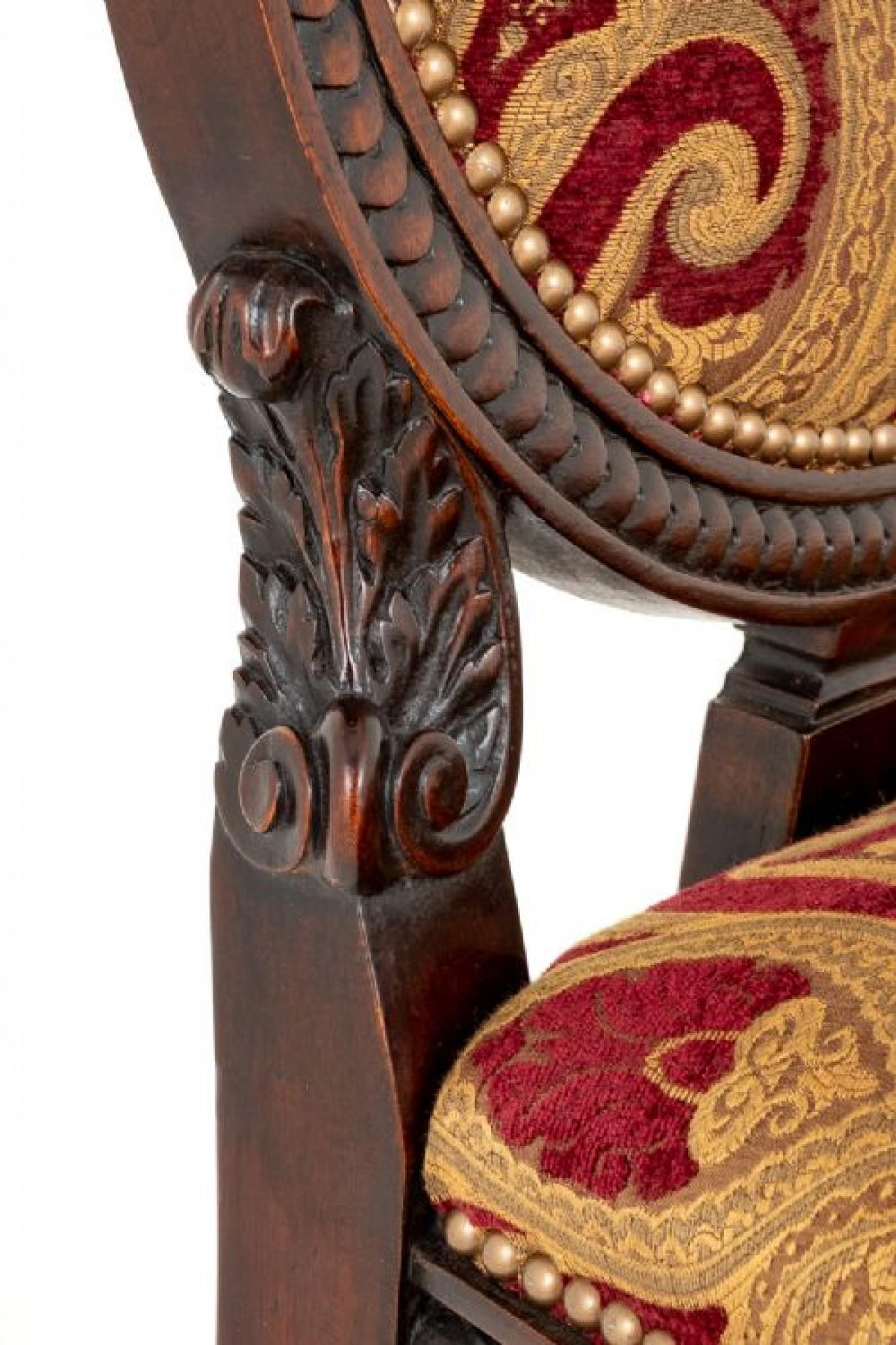 Set Renaissance Dining Chairs 16 Carved Diners For Sale 9