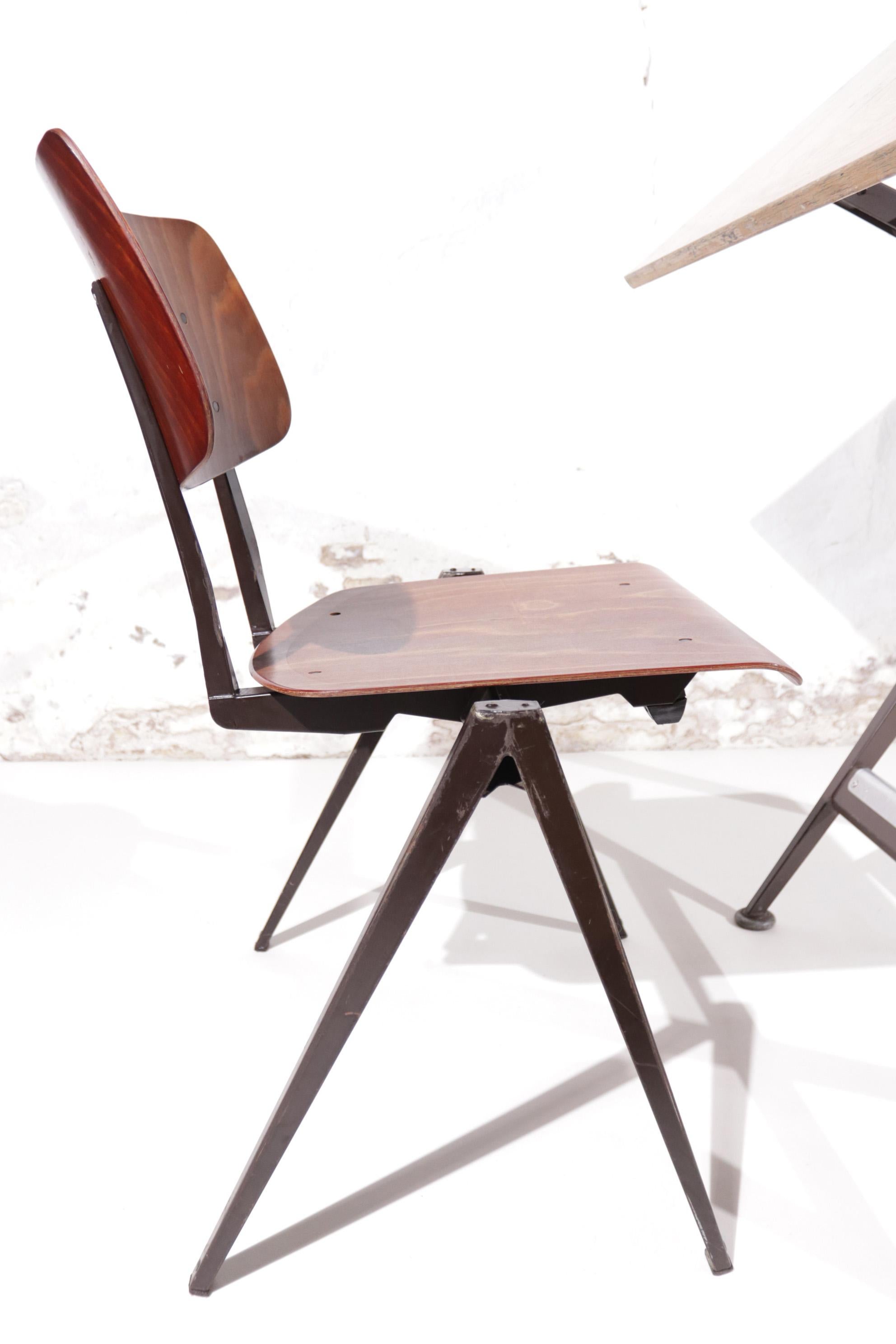 Dutch Set Reply Architect Drafting Table Friso Kramer / Wim Rietveld & Pyramid Chair