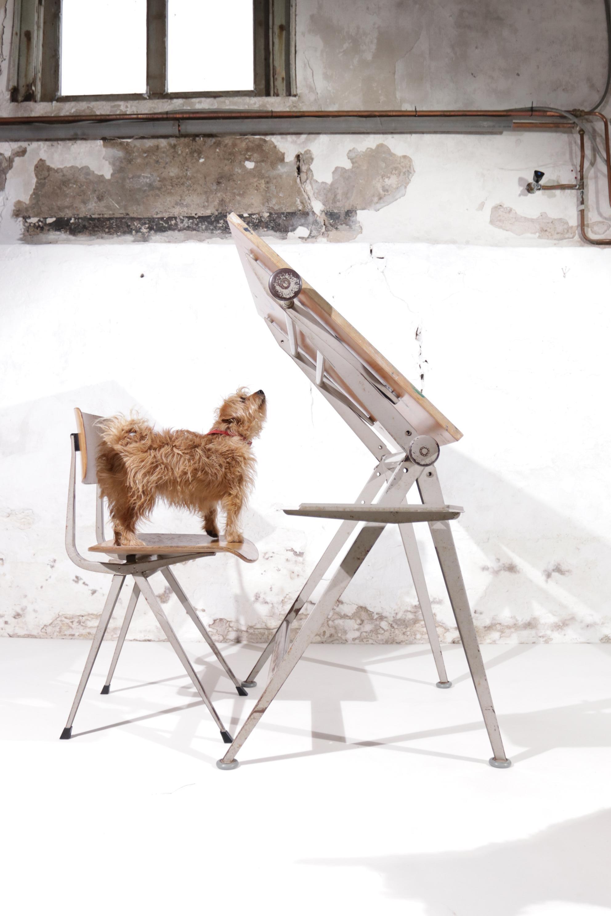 Set Reply Architect Drafting Table Friso Kramer / Wim Rietveld & Result Chair In Good Condition In Boven Leeuwen, NL