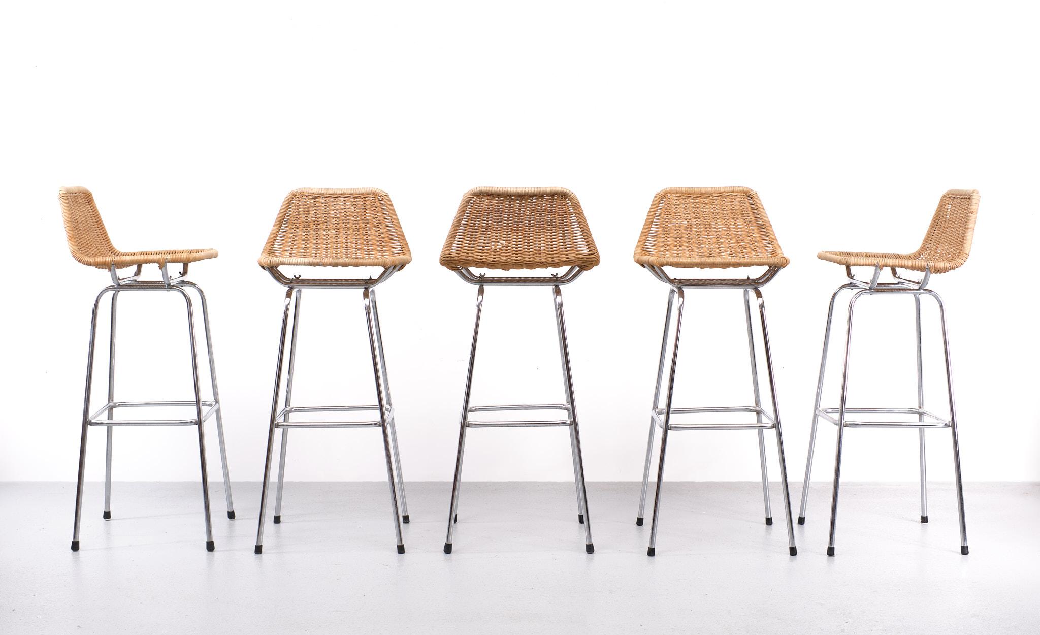 Mid-20th Century Set Rohe Bar Stools Dirk Van Sliedrecht 1960s Holland
