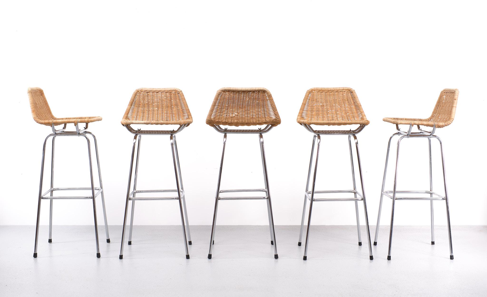 Mid-20th Century Set Rohe Bar Stools Dirk Van Sliedrecht 1960s Holland For Sale