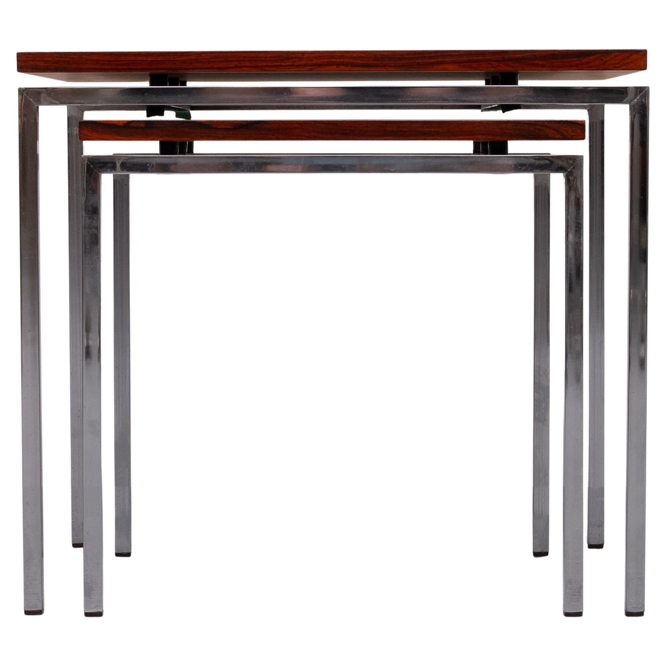 Mid-Century Modern set Rose wood side tables 1970s For Sale