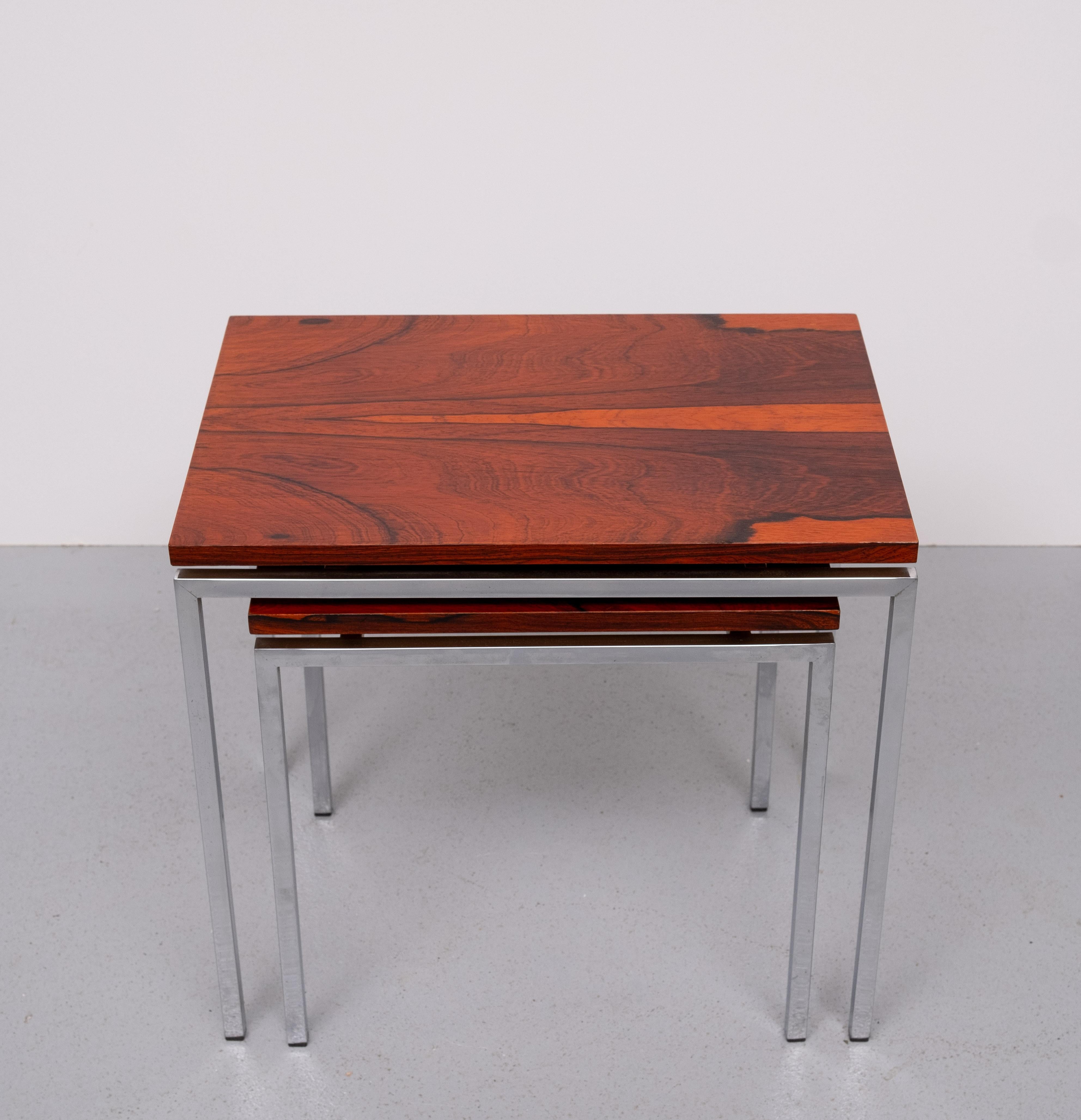 Dutch set Rose wood side tables 1970s For Sale
