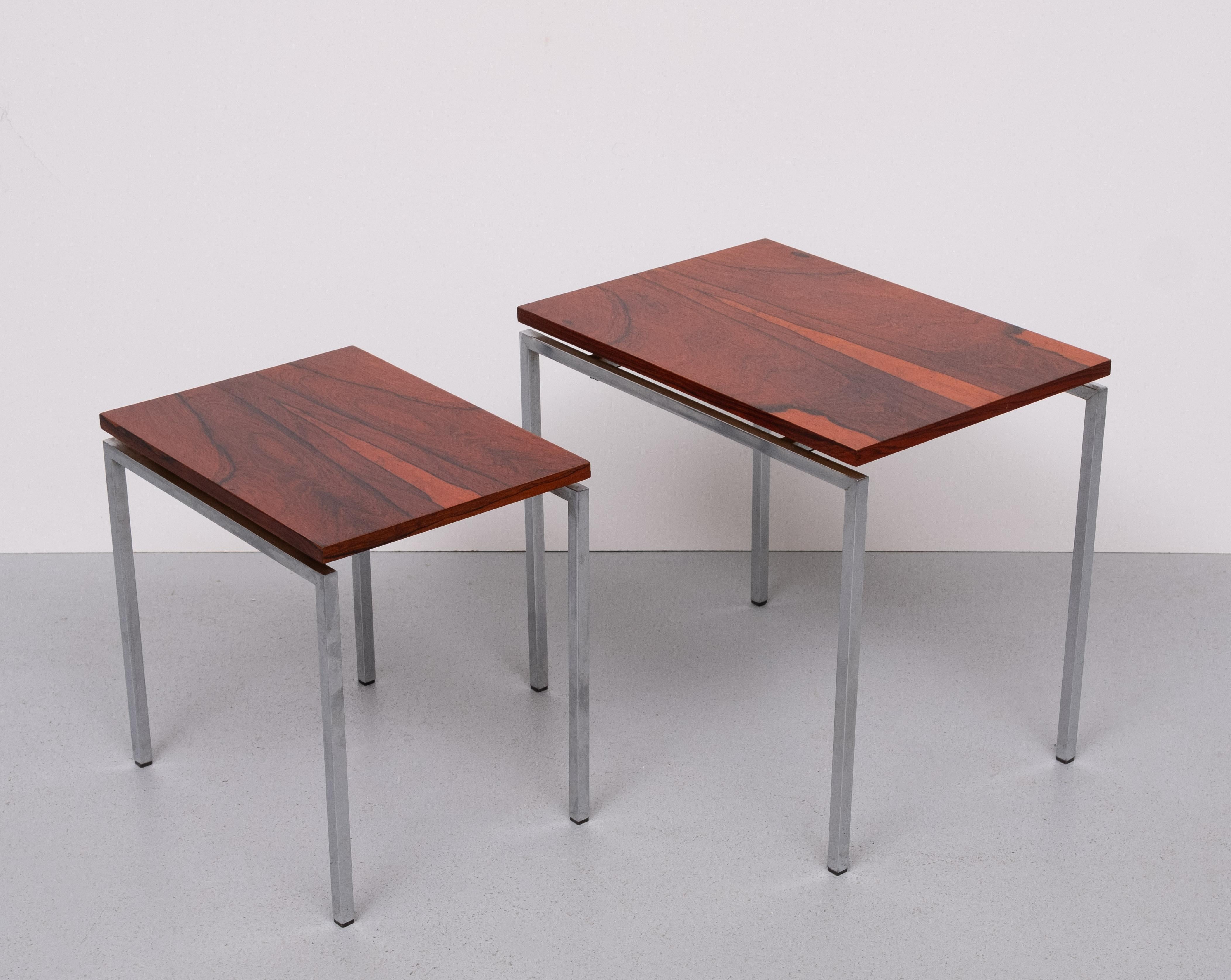 Late 20th Century set Rose wood side tables 1970s For Sale