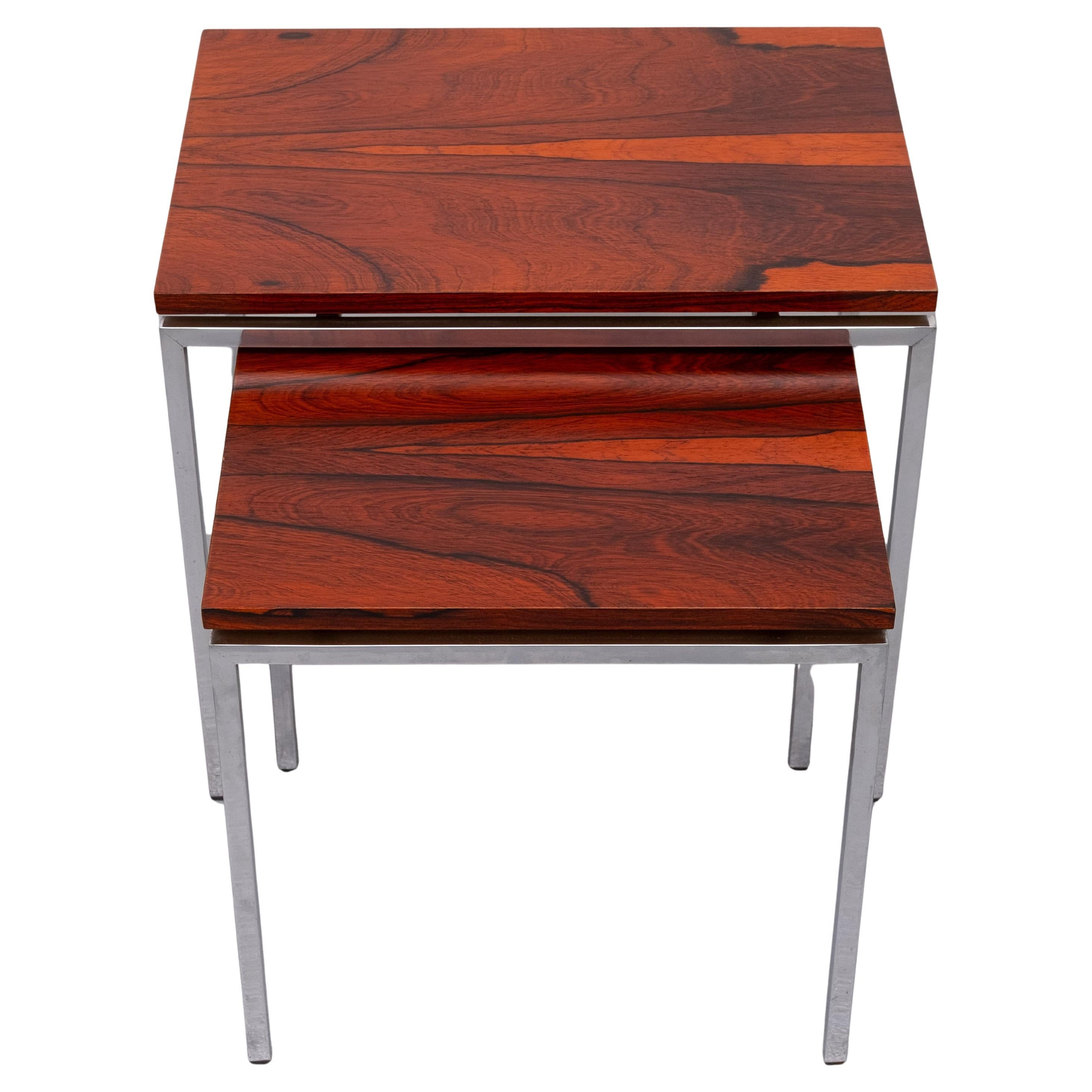 Satz Rose Holz Beistelltische 1970er