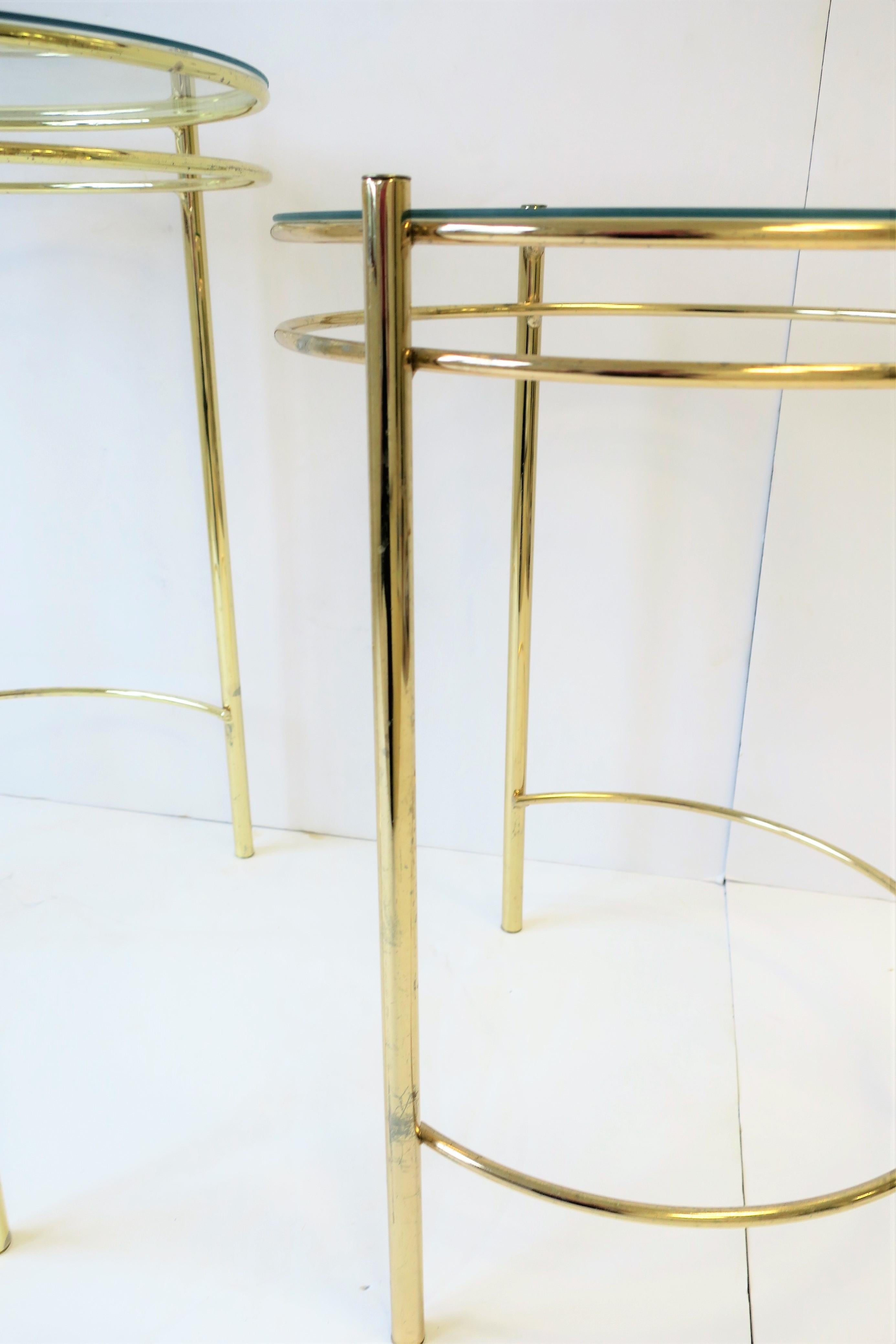 Set Round Brass and Glass Nesting End or Side Tables 4