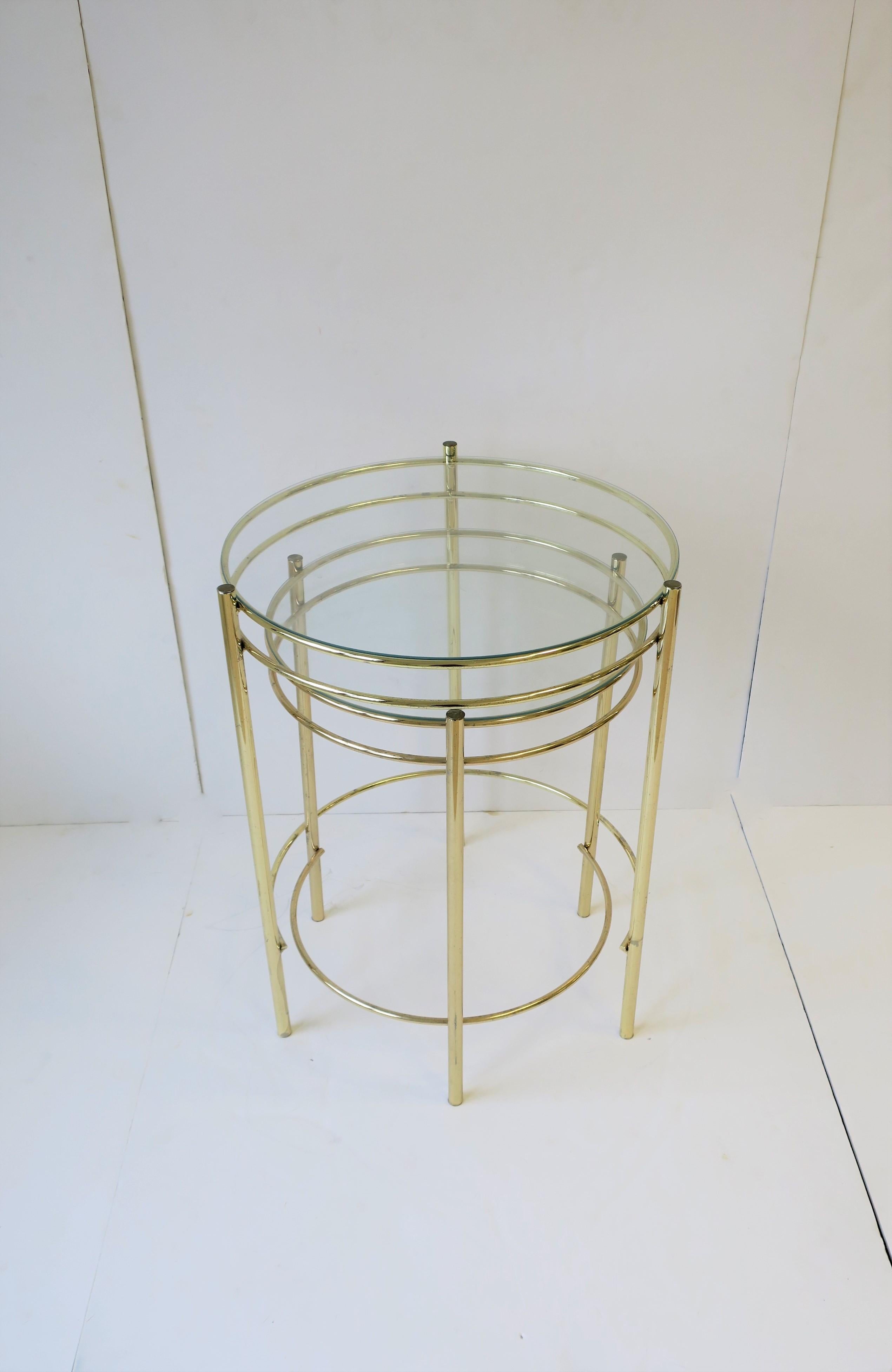 Set Round Brass and Glass Nesting End or Side Tables 1