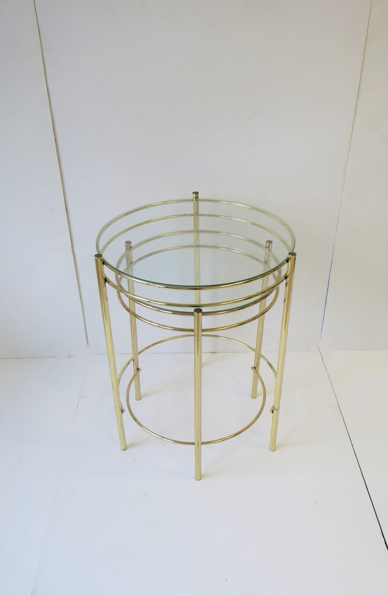 Set Round Brass and Glass Nesting End or Side Tables at 1stDibs