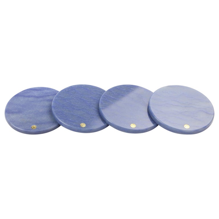 Coasters Set of Four in Blue Azul Macaubas Marble Handmade Italy For ...