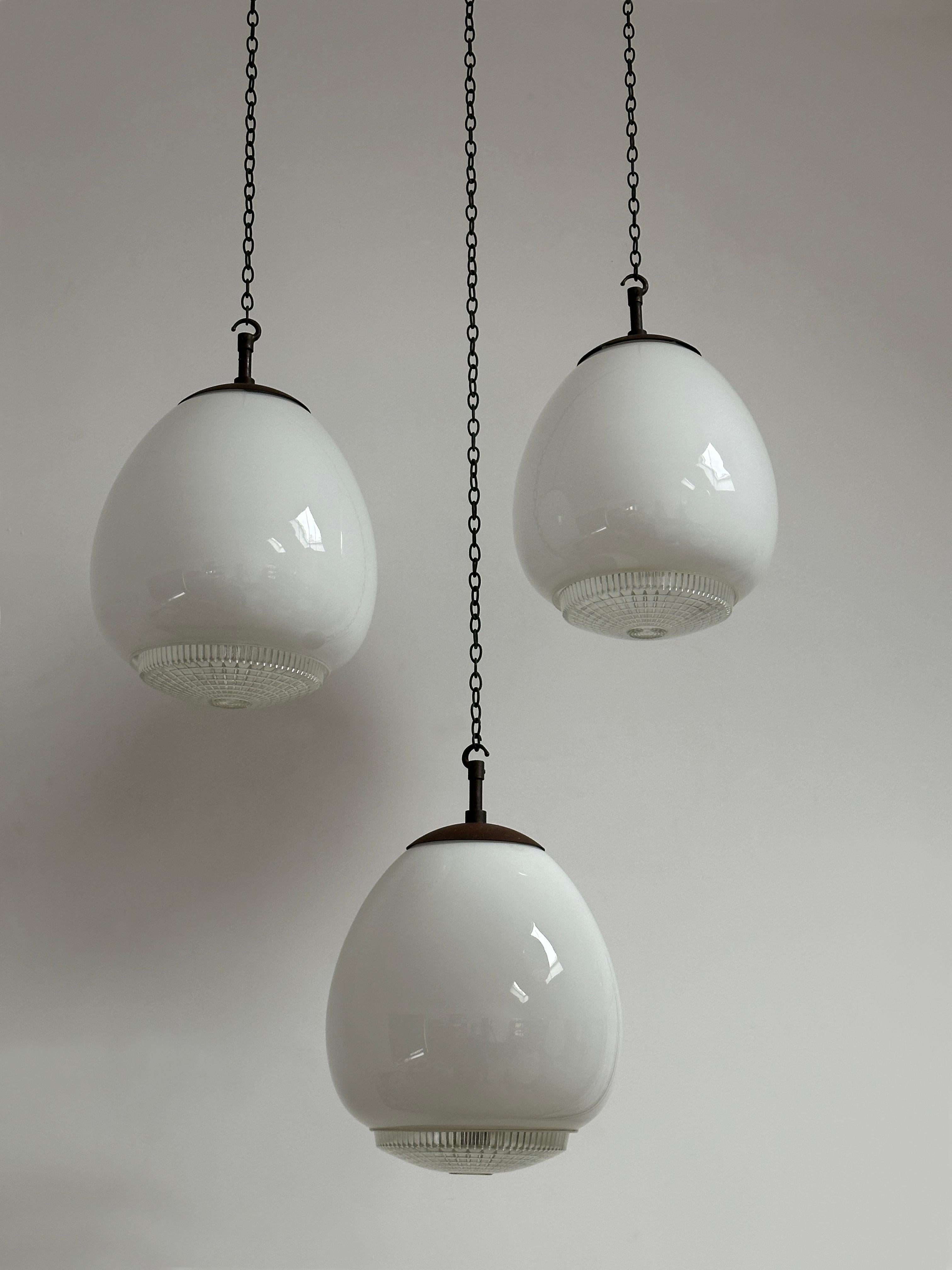 Opaline Glass Set Run Antique Vintage Diffused Tulip Opaline Milk Glass Ceiling Pendant Light For Sale