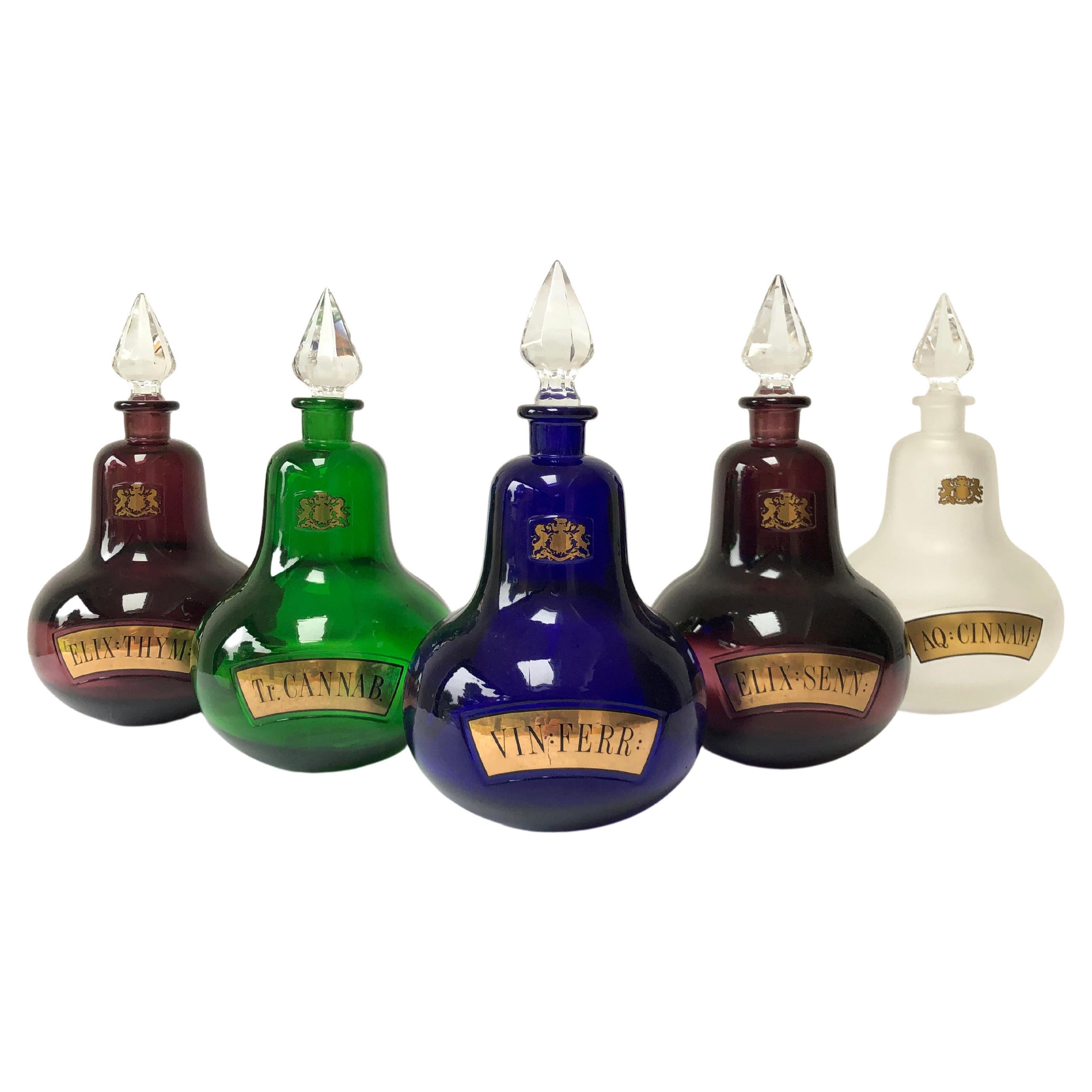 collection of vintage glass bottles For Sale at 1stDibs