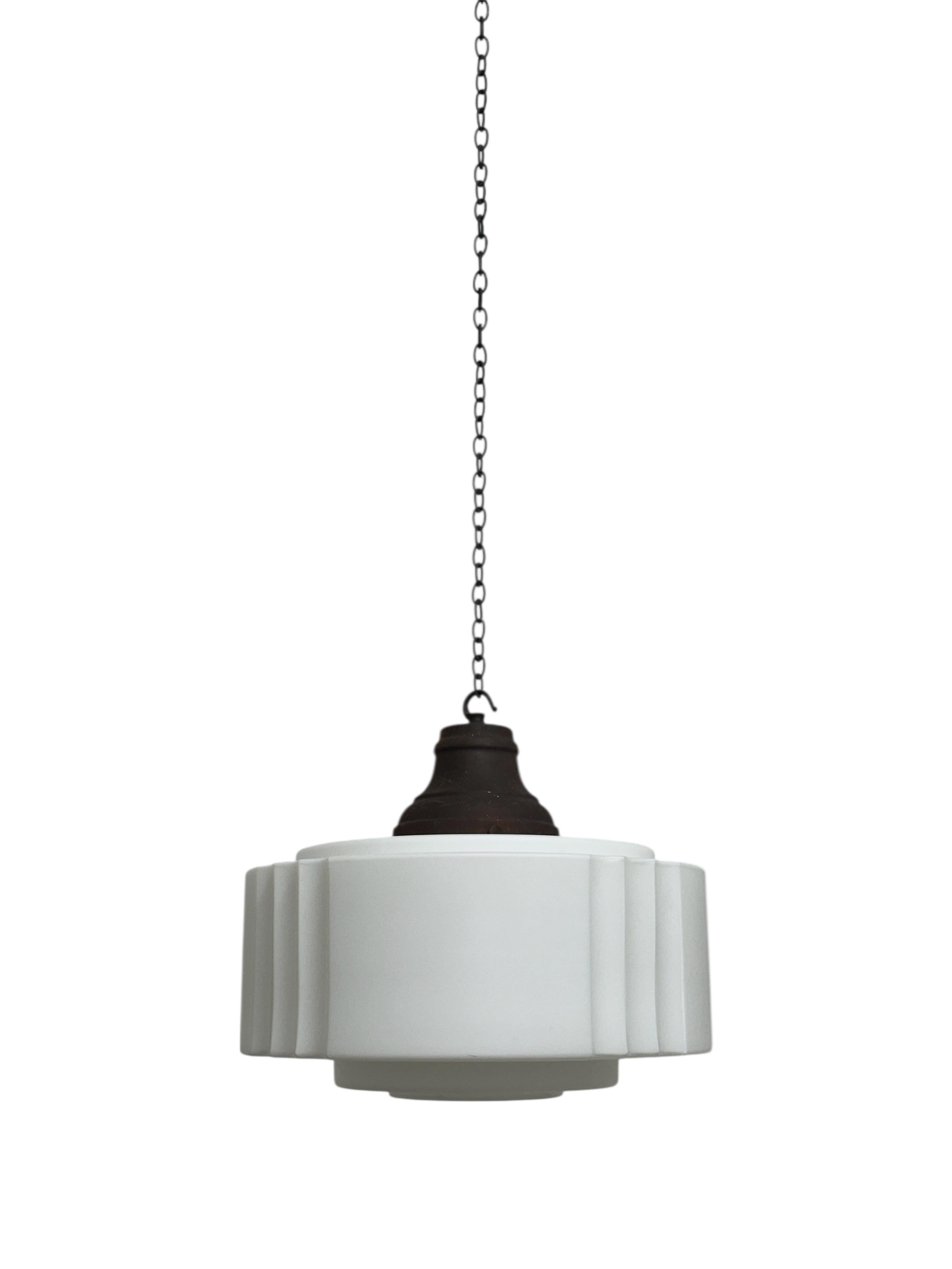 Set Run Vintage Antiguo Inglés Iglesia Opalina Leche Vidrio Colgante de Techo Light en venta 3