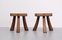 Set Taburetes rústicos . Madera maciza de Roble . Años 60 Holanda