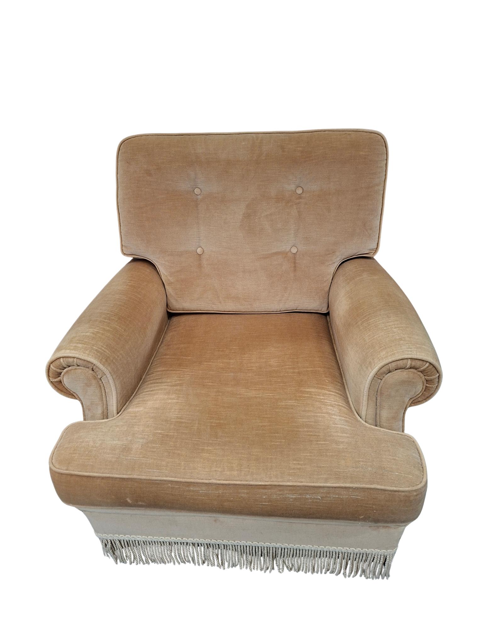 Juego de salón de chenilla de los años 70 con flecos decorativos en venta 3