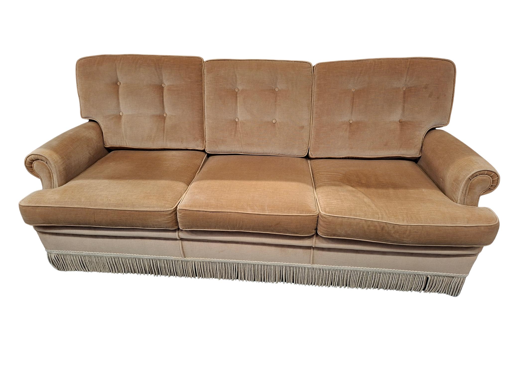 Juego de salón de chenilla de los años 70 con flecos decorativos 20th Century en venta