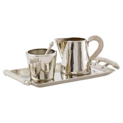 Set Salta Leather Cream & Sugar  Alpaca Silver & Leather