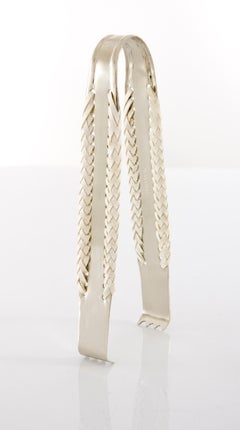 Set Salta Leather Small Ice Bucket & Salta Leather Tong Silver Alpaca