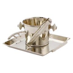 Set Salta Leather Small Ice Bucket , Square Tray  & Tong