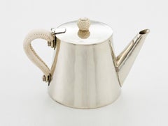 Set Salta Leather Tea Pot,  Cream & Sugar  Alpaca Silver & Leather
