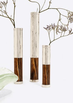 Lot de vases à fleurs « Salta Mini Tube », argent alpaca et onyx bordeaux