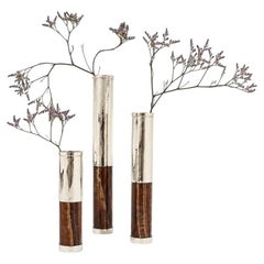Lot de vases à fleurs « Salta Mini Tube », argent alpaca et onyx bordeaux